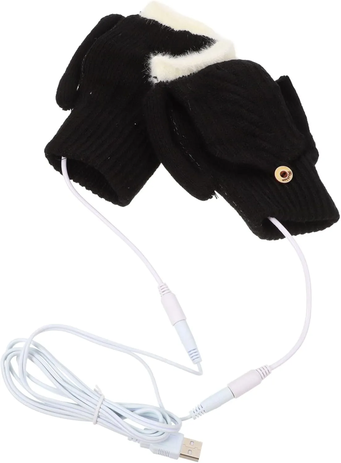1 Set USB Heated Gloves Hand Warmers Women Thermal Knitting Half Finger Laptop Gloves Washable USB Heating Warmers Typing Office Home Use