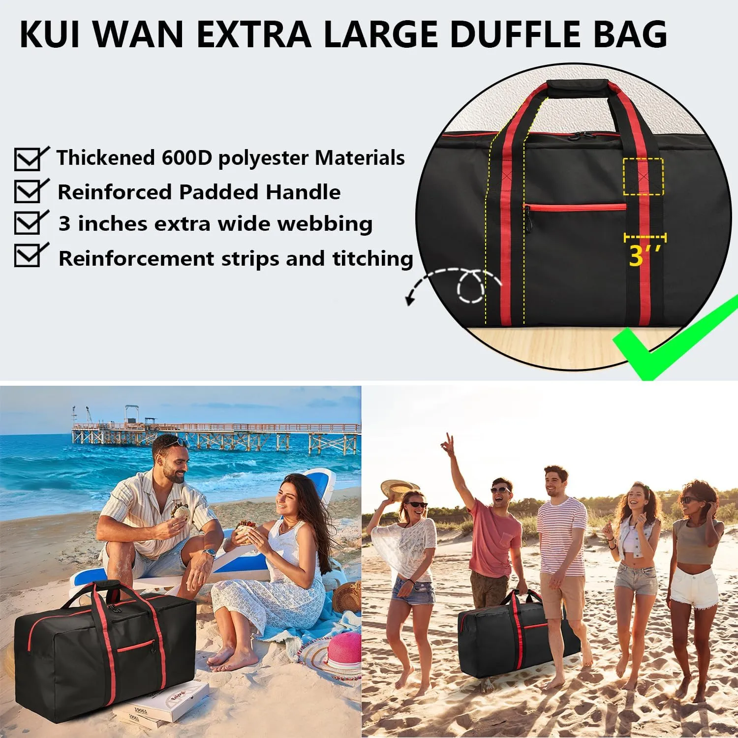 150L Large Duffle Bag for Travel 37 Diffle Bag for Overnight Weekender Camping, Storage for Men Women, Earthy Tan