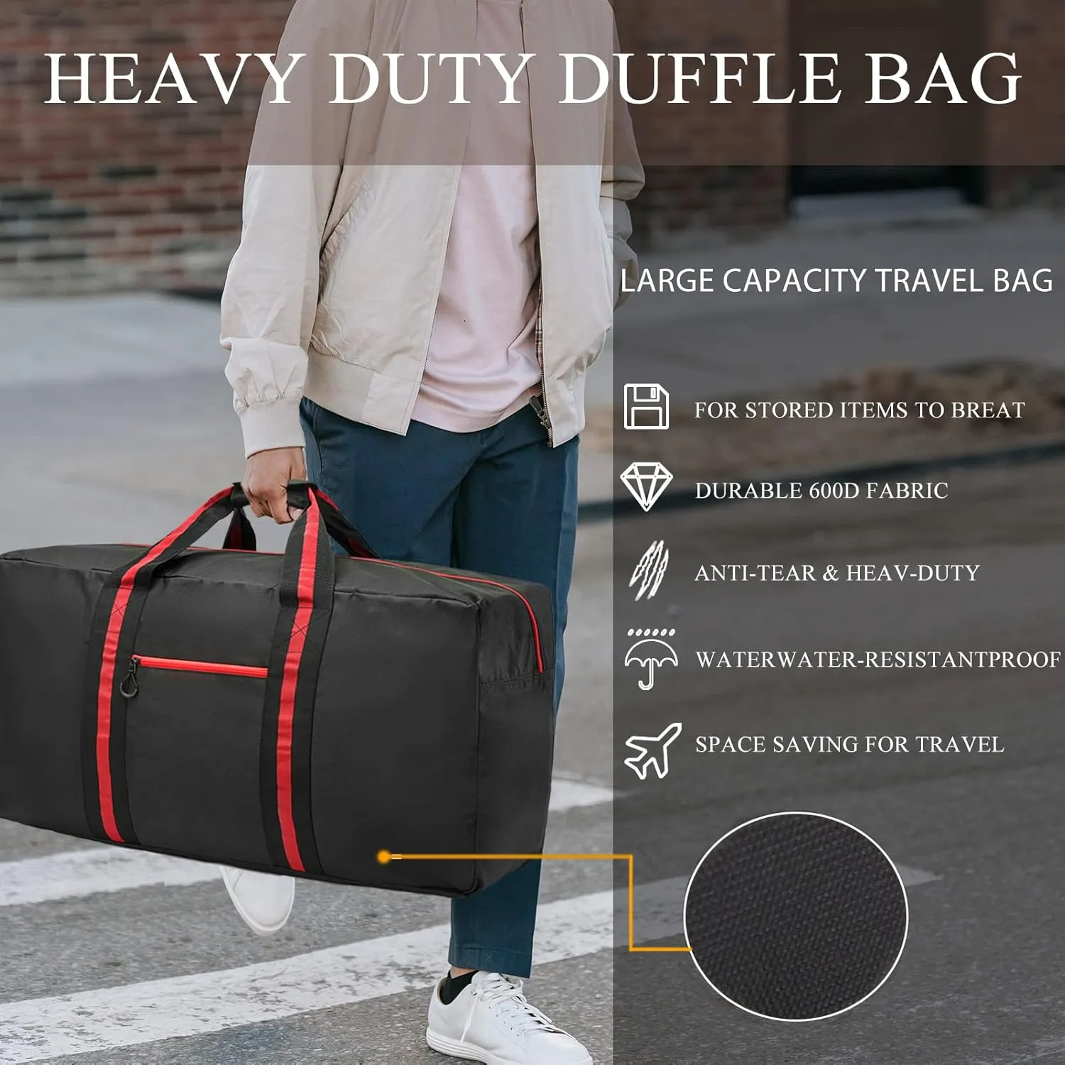 150L Large Duffle Bag for Travel 37 Diffle Bag for Overnight Weekender Camping, Storage for Men Women, Earthy Tan