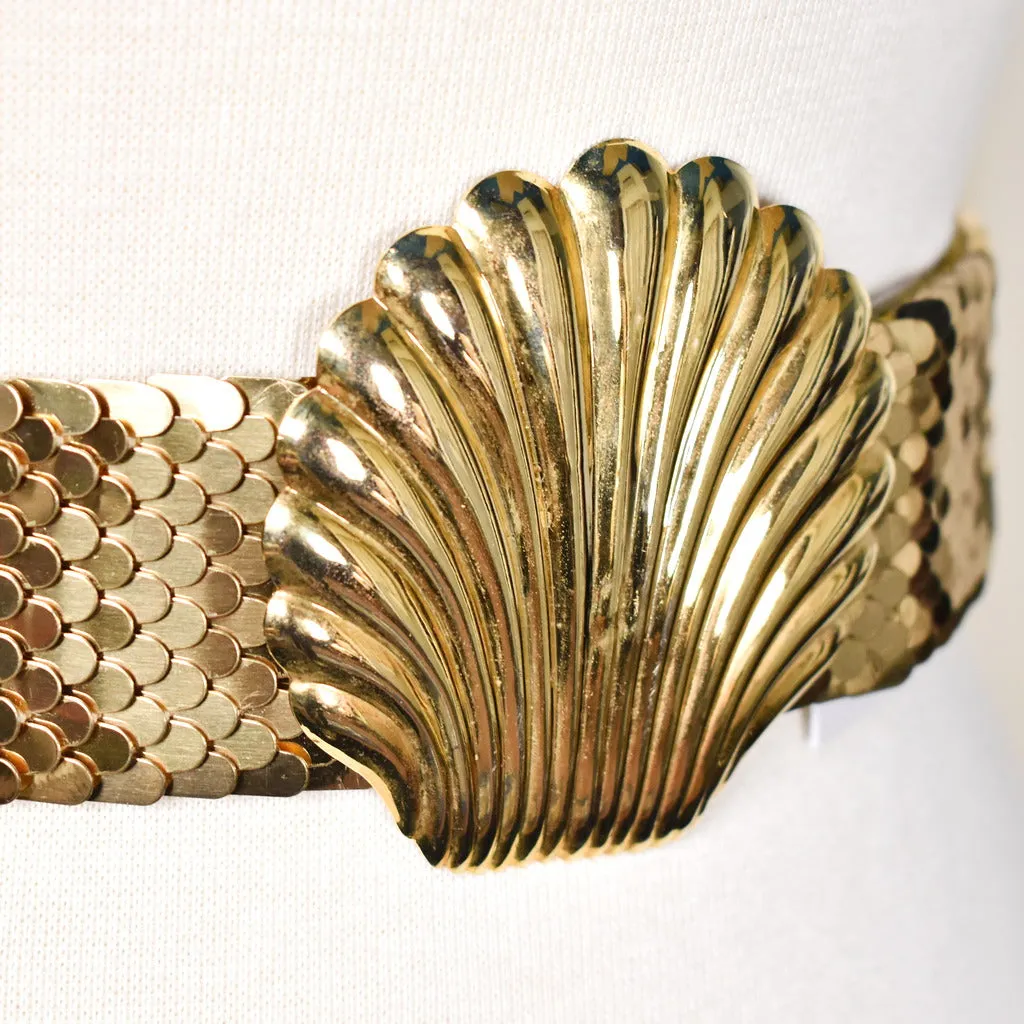 1980s Vintage Gold Shell Stretch Belt