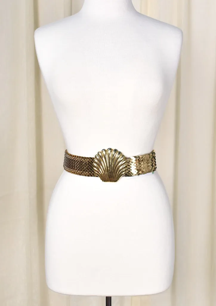 1980s Vintage Gold Shell Stretch Belt
