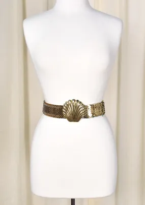 1980s Vintage Gold Shell Stretch Belt
