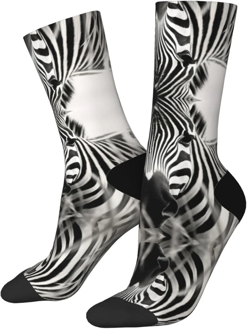 Abstract Animal Zebra1 Print Fun Contrast Socks,Novel Crazy Cool Socks,Pattern Funky Novelty Socks,Unisex Bulk Socks