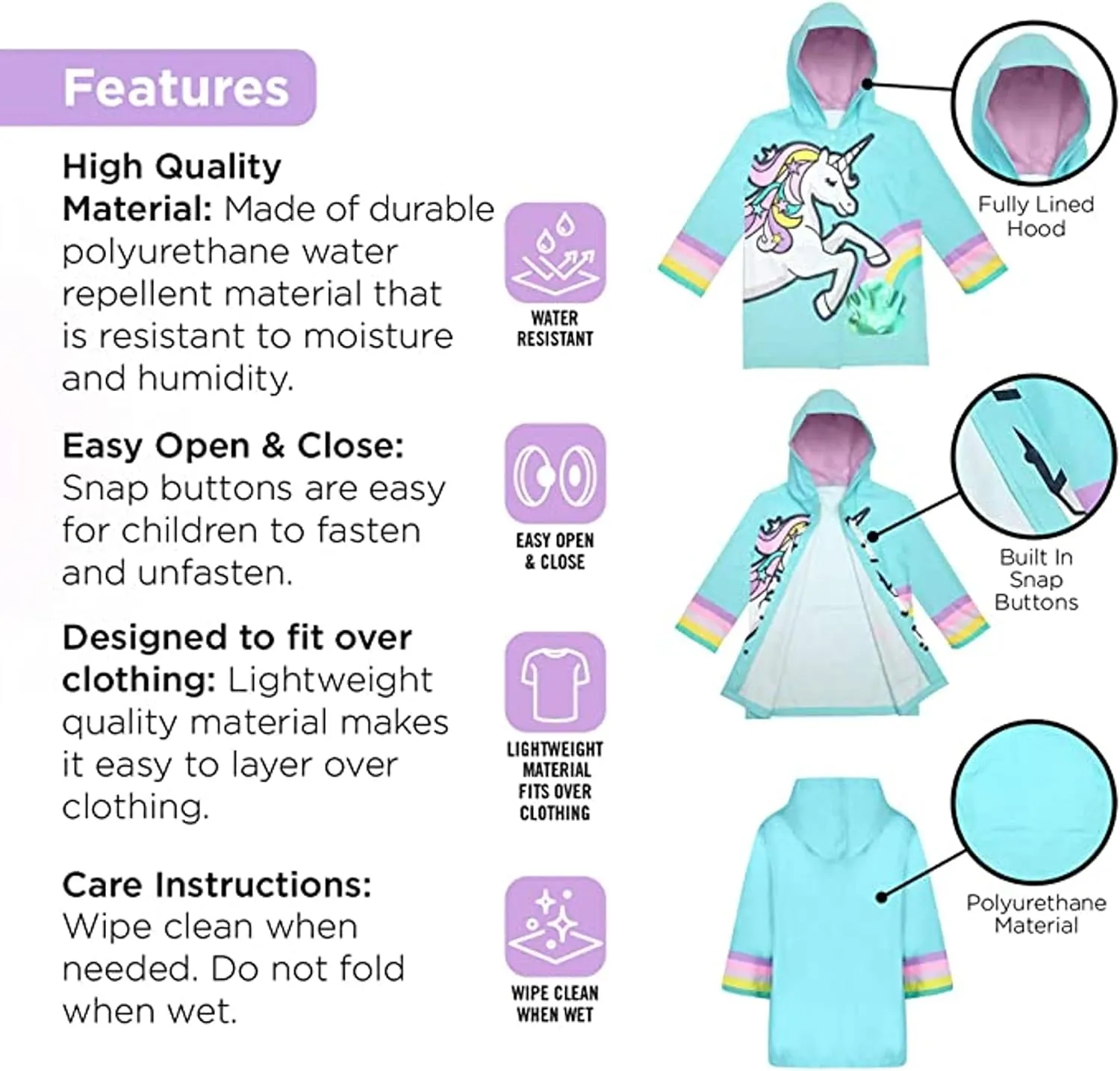 addie & tate Kids Umbrella for Girls and Boys & Rain Coats Set -Toddler Umbrellas Kids Raincoat Boys Girls Jacket