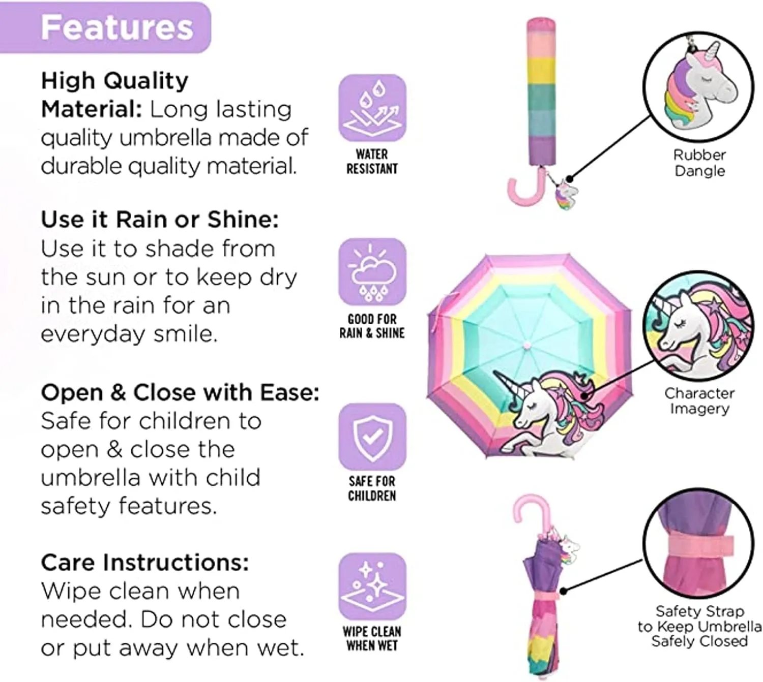 addie & tate Kids Umbrella for Girls and Boys & Rain Coats Set -Toddler Umbrellas Kids Raincoat Boys Girls Jacket