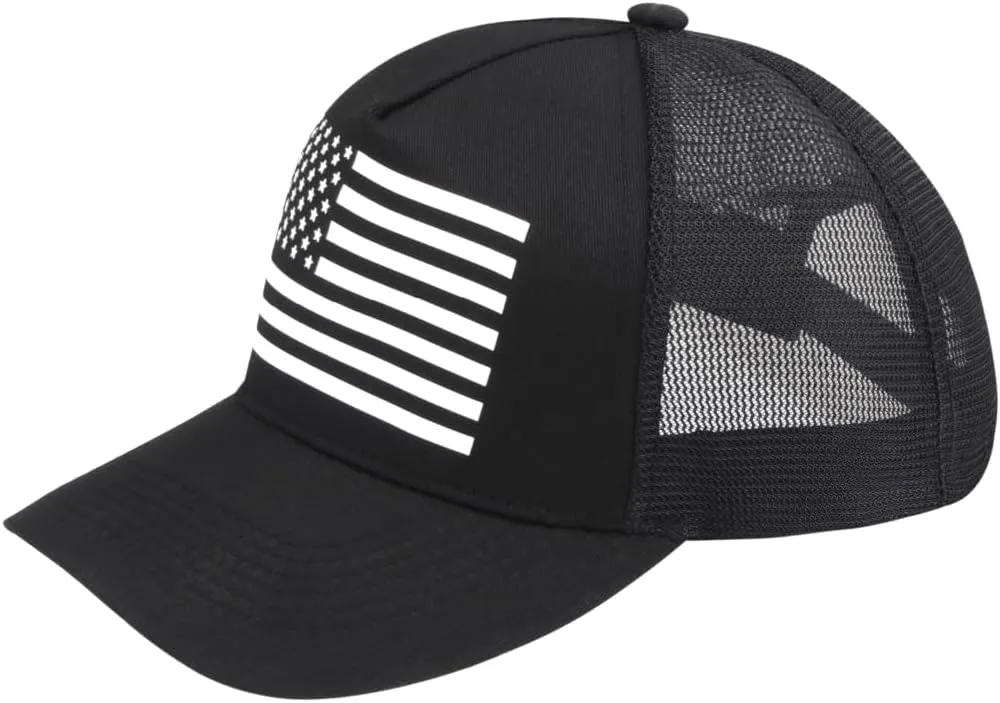 American Flag Trucker Hat Baseball Caps Snapback Hat for Men Women Breathable Mesh Side Adjustable Hats
