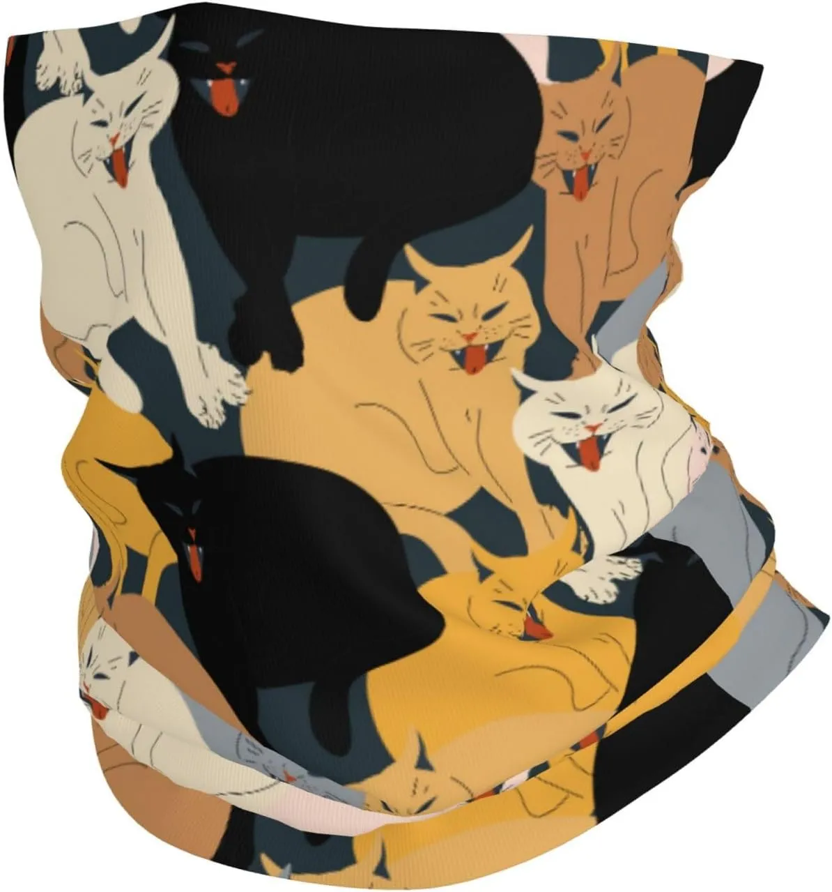 Angry Earthy Color Cats Trendy Neck Gaiter For Women Men Face Mask Balaclava Bandana Headwear Scarf