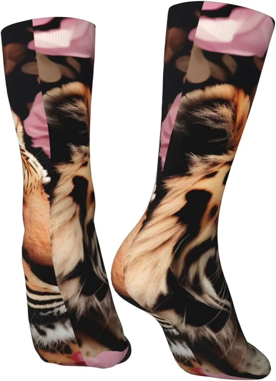 Animal Tiger Leopard Print Rose Flower Print Fun Socks,Novel Crazy Cool Socks,Pattern Funky Novelty Socks,Unisex Socks