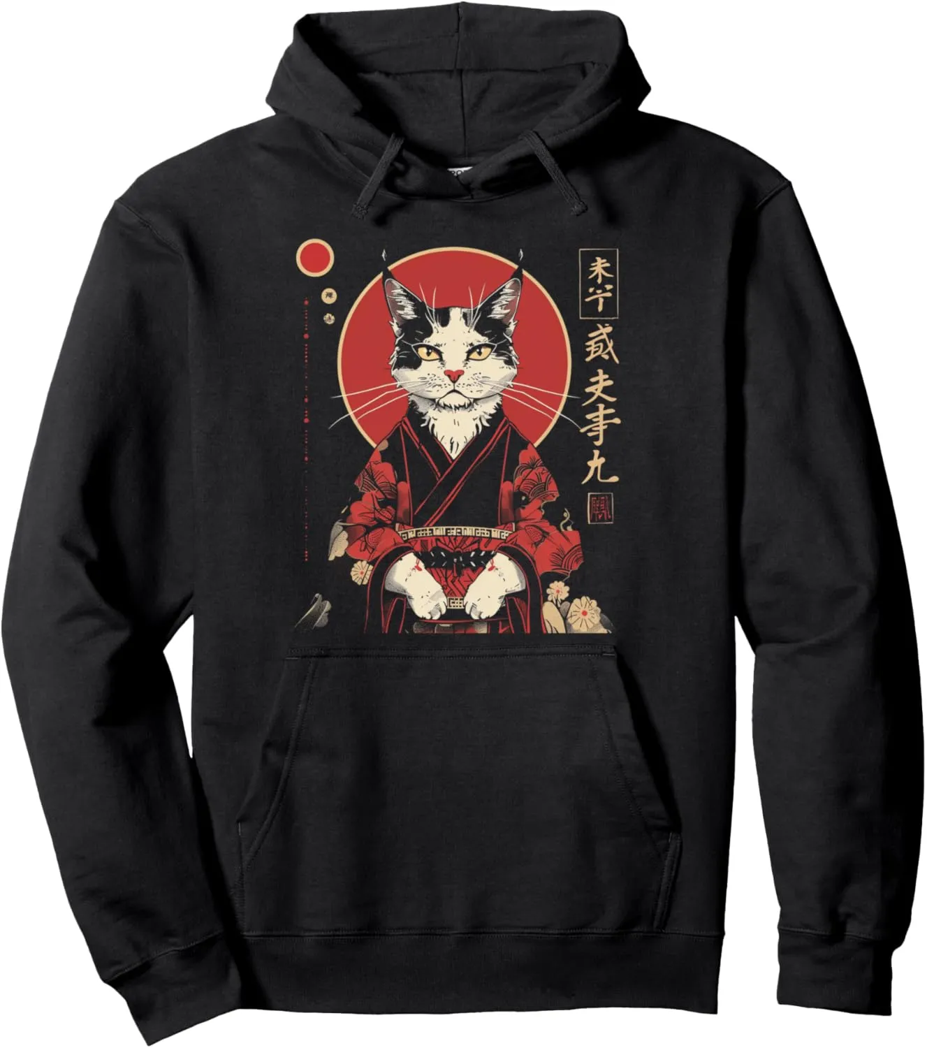 Anime Cat Samurai Warrior Graphic Tees Men Women Boys Girls Pullover Hoodie