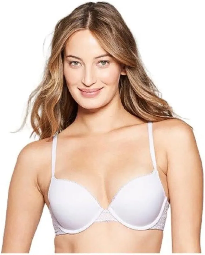 Auden Women's Radiant Plunge Push Up Bra Silver Foil 32C