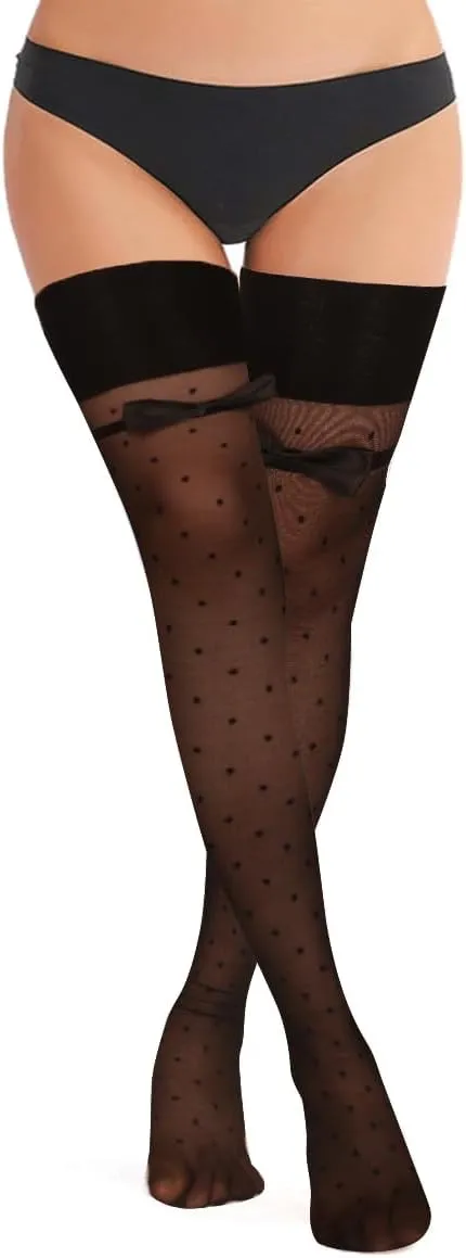Benefeet Sox Womens Sexy Sheer Silk Thigh High Stockings Lace Top 20D Nylon Thin Long Socks Shimmery Stay Up Pantyhose Tights