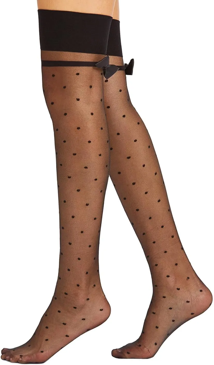 Benefeet Sox Womens Sexy Sheer Silk Thigh High Stockings Lace Top 20D Nylon Thin Long Socks Shimmery Stay Up Pantyhose Tights