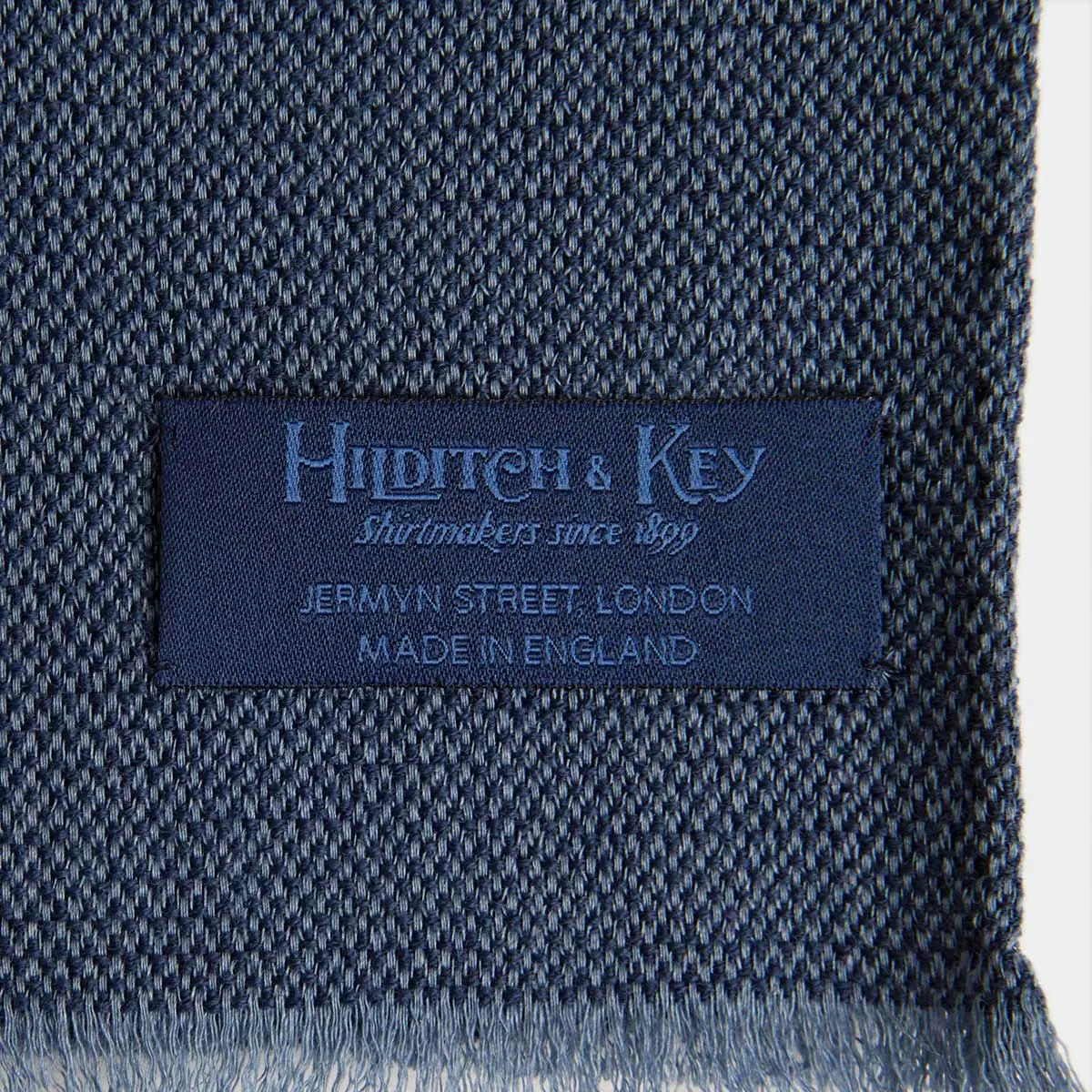Blue Silk & Wool Blend Tubular Scarf
