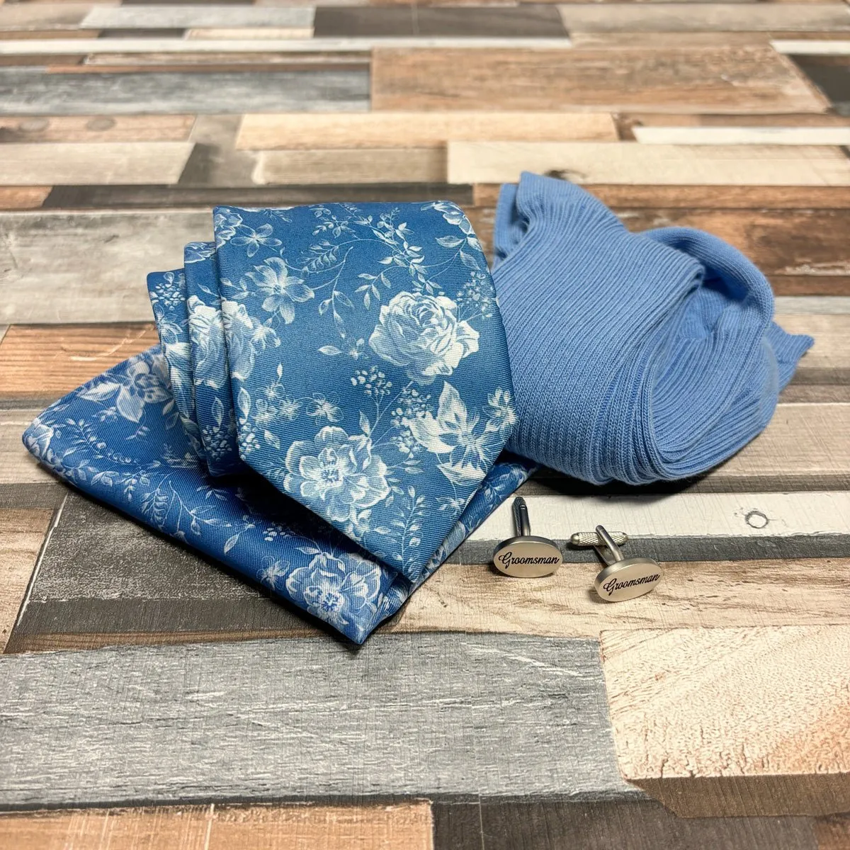 Blue Summer Rose Groomsman Proposal Gift Box