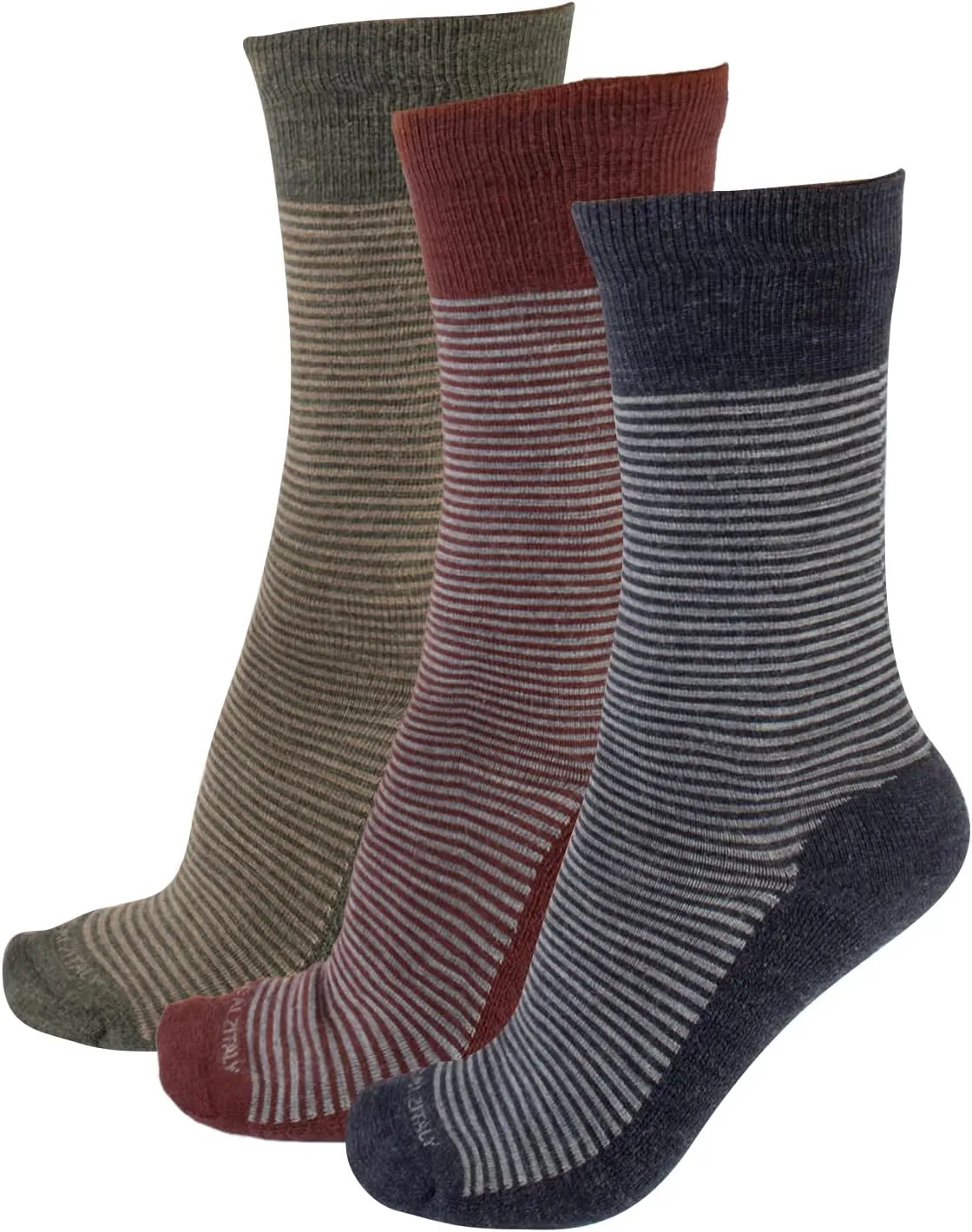 CALZITALY 3 Pairs of Merino Wool Striped Socks| Blue, Beige, Black | Men: 3.5-12, Women: 5-11 | Made in Italy