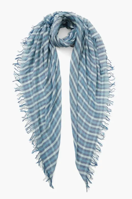 Chan Luu Stripe Cashmere & Silk Scarf- estate blue