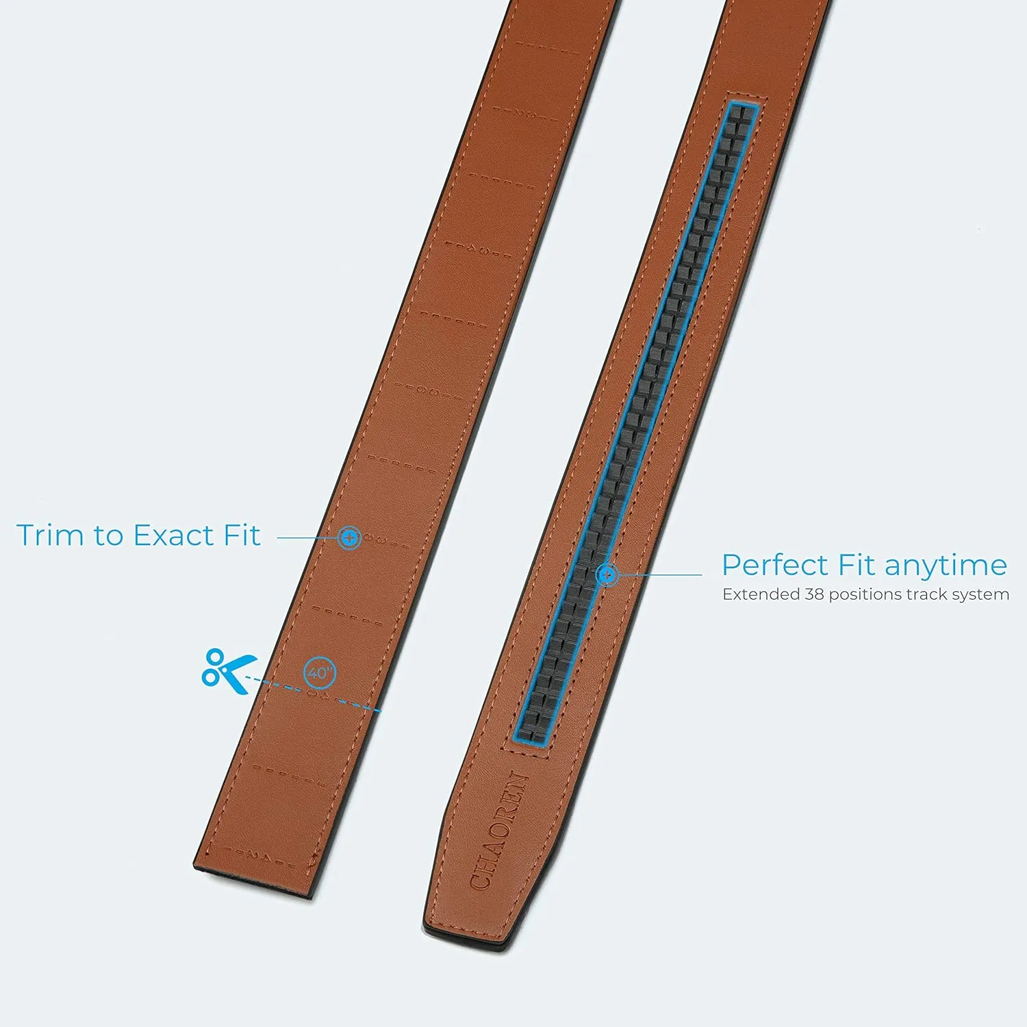 CHAOREN Ratchet Belt Replacement Strap 1 3/8, Leather Belt Strap for 40MM Slide Click Buckle