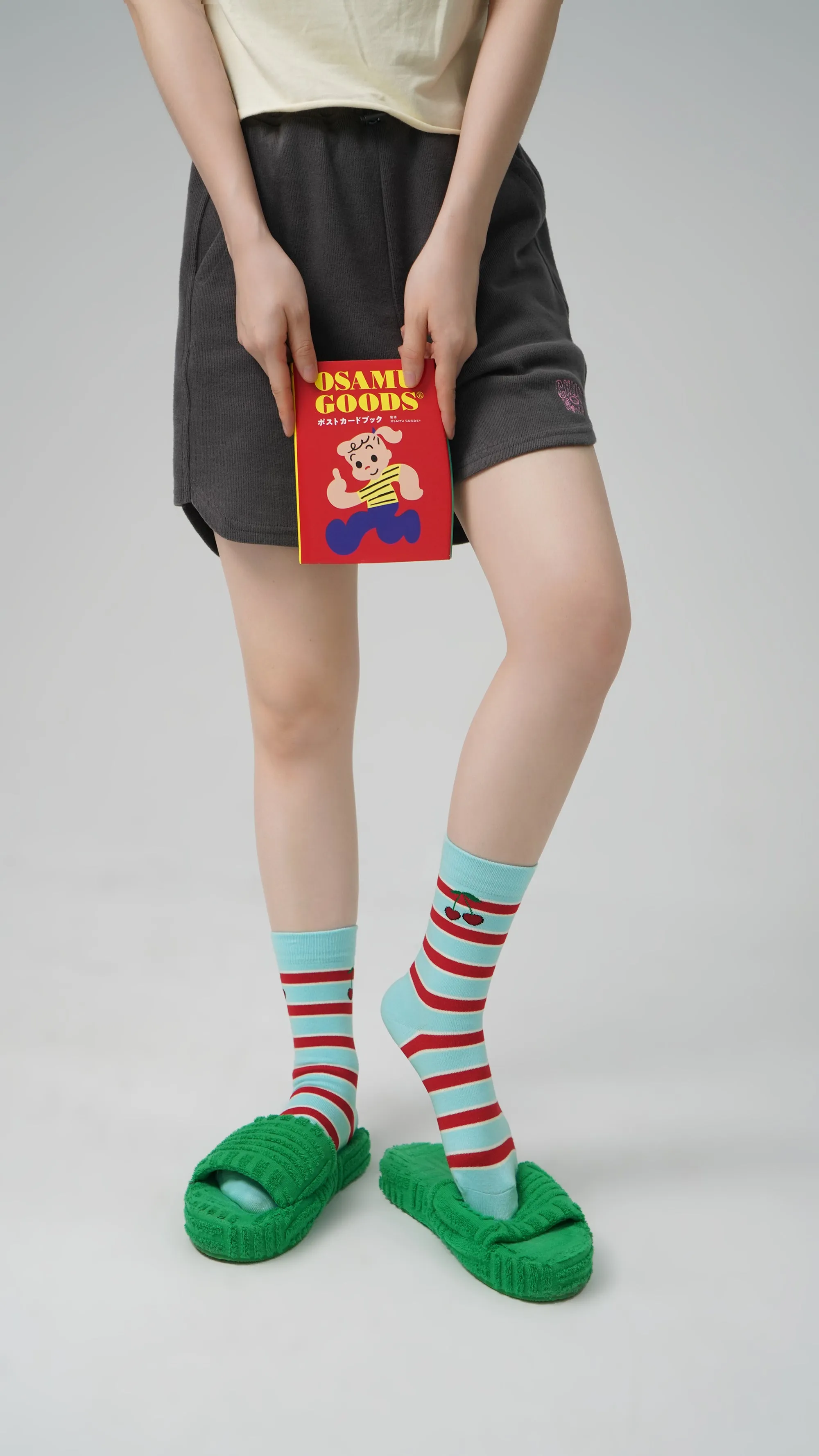 Cherry On Stripes Ankle Socks
