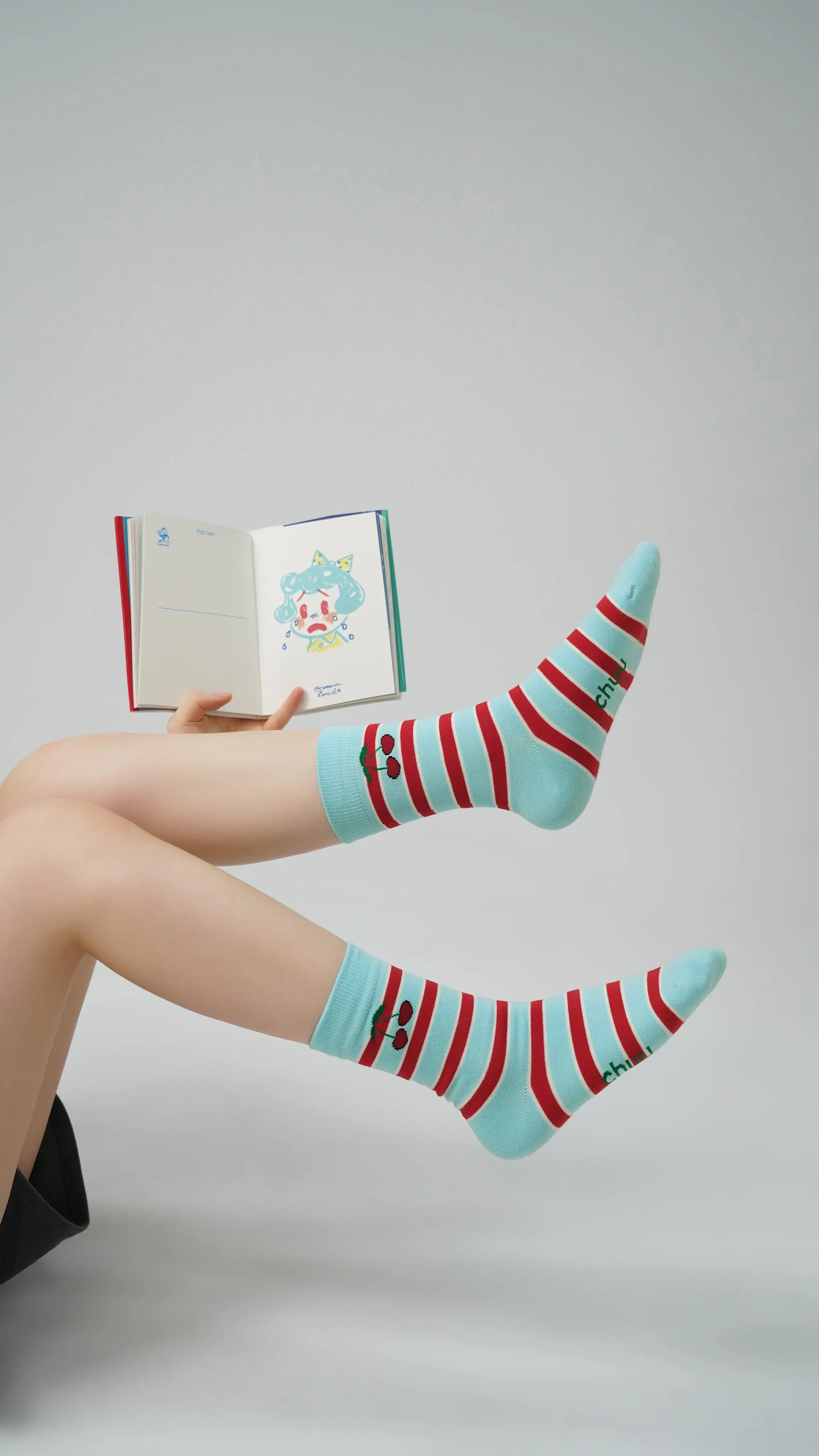 Cherry On Stripes Ankle Socks
