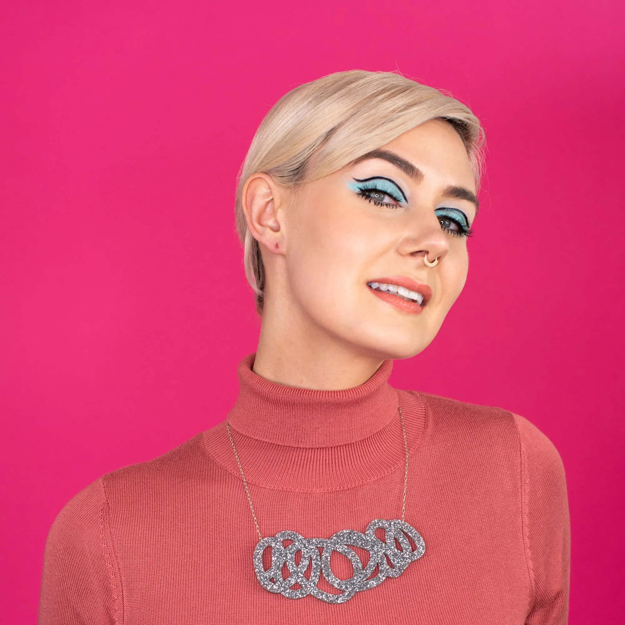 Chunky Silver Glitter Statement Necklace - Fat Cap