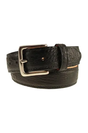 Colombia Hornback Croco Embossed Leather Belt in Black by T.B. Phelps