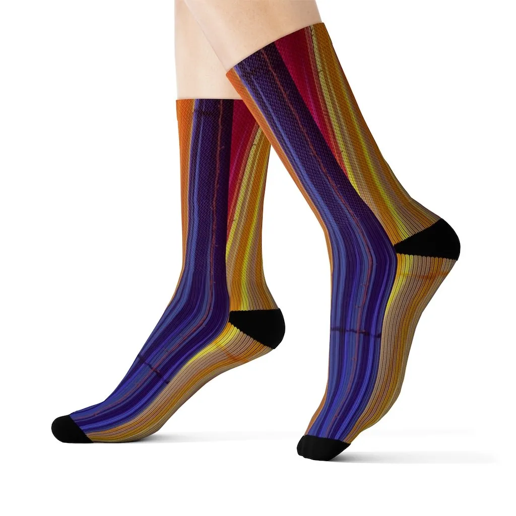 Colorful Striped Fun Novelty Socks Pink - Unisex
