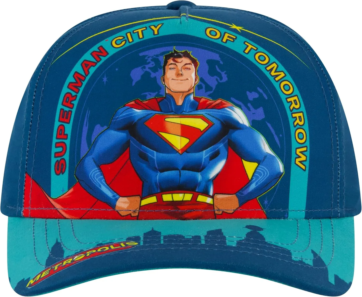 Concept One Superman Baseball Cap, Boy's Snapback Hat with Curved Brim