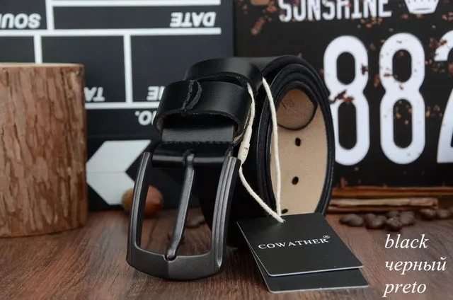 COWATHER 2016 cow genuine leather mens belt for men high quality vintage style 100-130cm male strap ceinture homme free shipping