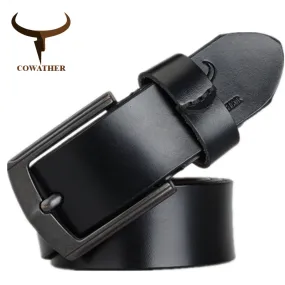 COWATHER 2016 cow genuine leather mens belt for men high quality vintage style 100-130cm male strap ceinture homme free shipping