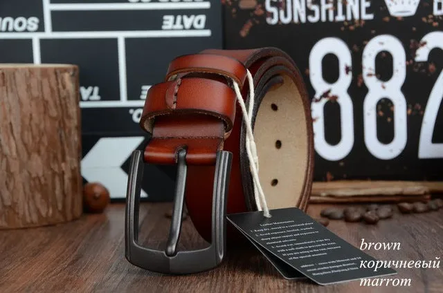COWATHER 2016 cow genuine leather mens belt for men high quality vintage style 100-130cm male strap ceinture homme free shipping