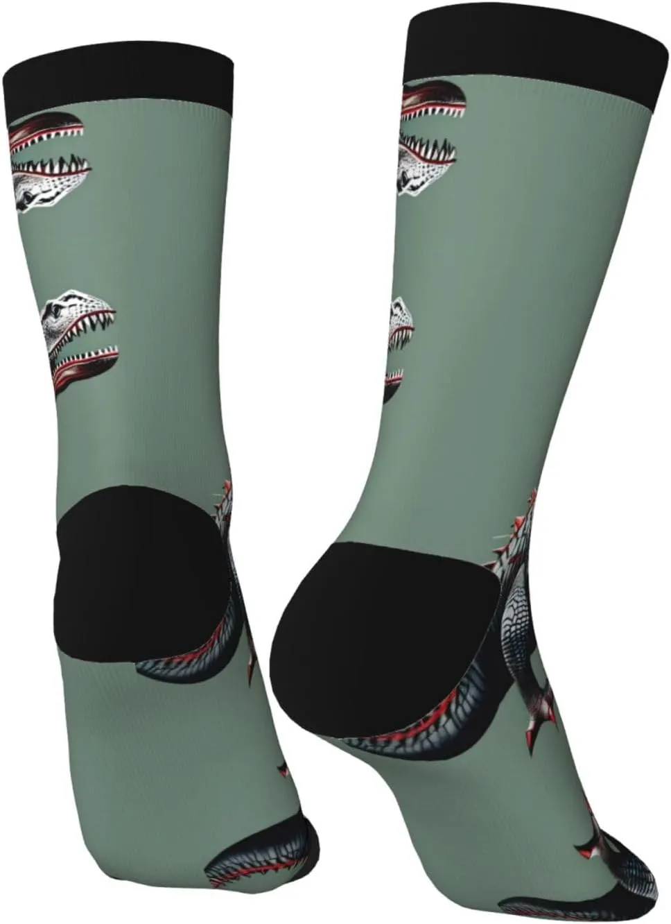 Cute Dinosa Print Fun Contrast Socks,Novel Crazy Cool Socks,Pattern Funky Novelty Socks,Unisex Bulk Socks