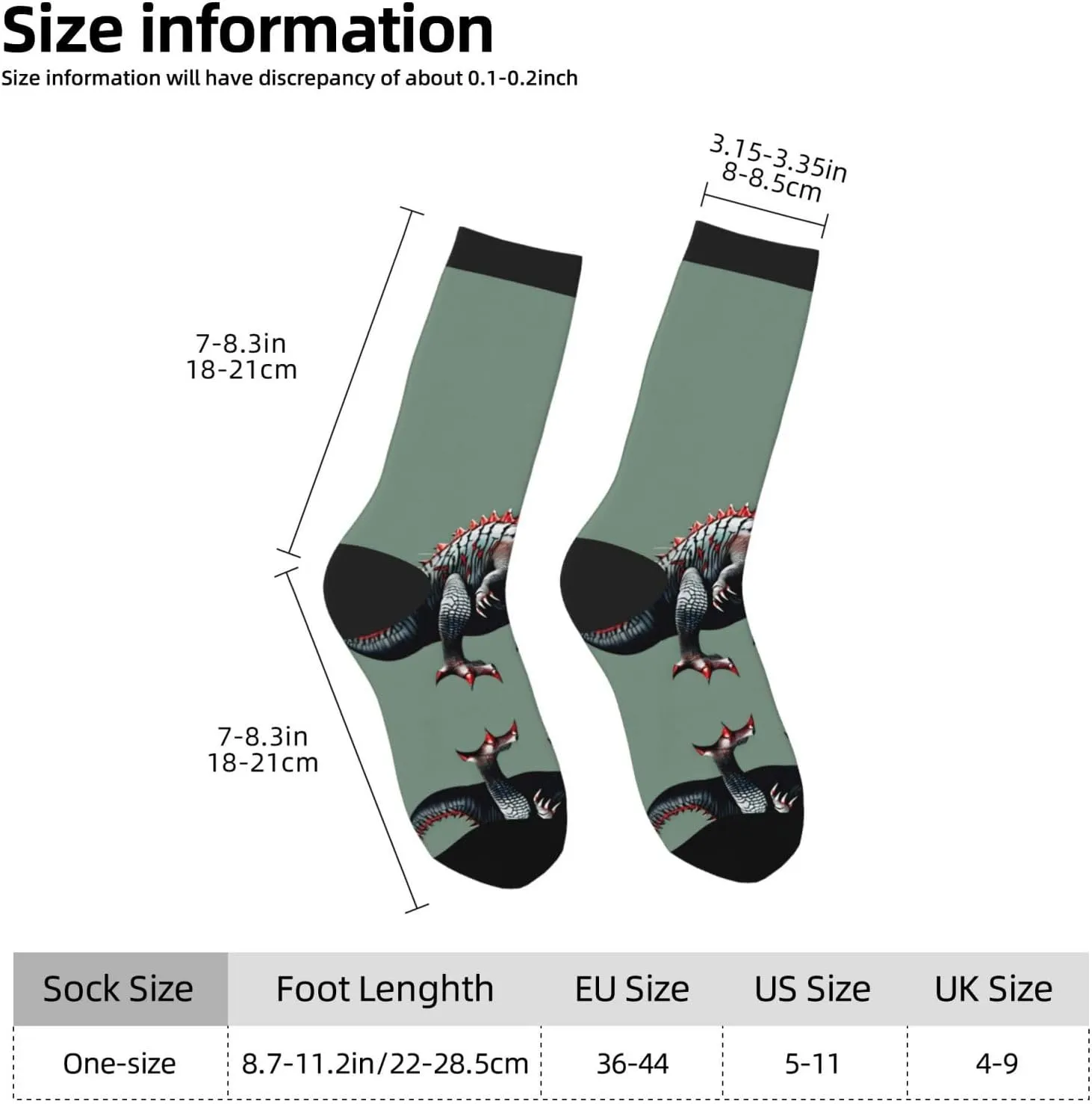 Cute Dinosa Print Fun Contrast Socks,Novel Crazy Cool Socks,Pattern Funky Novelty Socks,Unisex Bulk Socks
