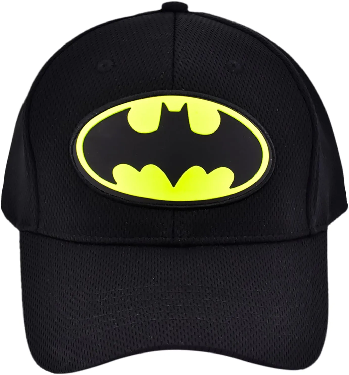 DC Comics Batman Baseball Hat, Large Curved Brim Bill Adjustable Ball Cap, Black, One Size