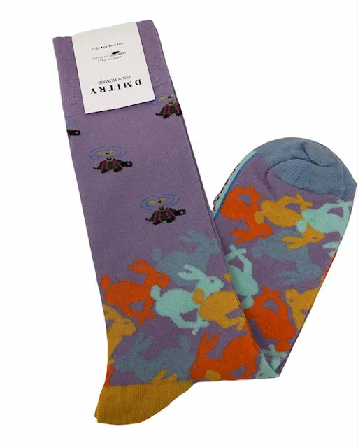 DMITRY "Rabbits" Patterned Made in Italy Mercerized Cotton Socks