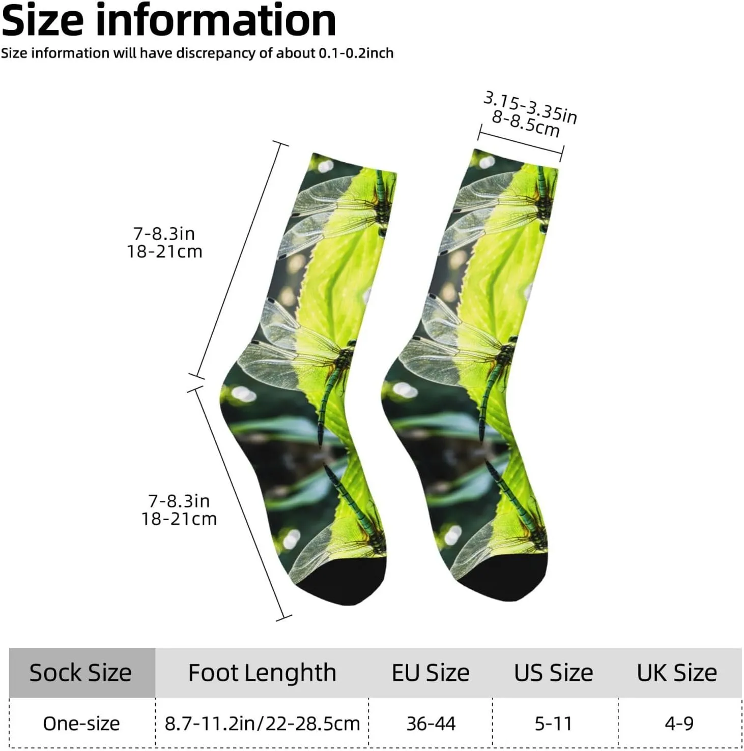 Dragonfly Print Fun Contrast Socks,Novel Crazy Cool Socks,Pattern Funky Novelty Socks,Unisex Bulk Socks