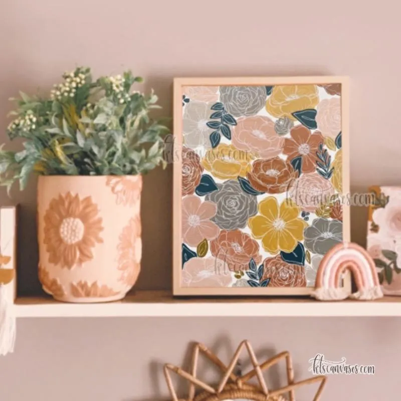 Earthy Painted Florals Art Print