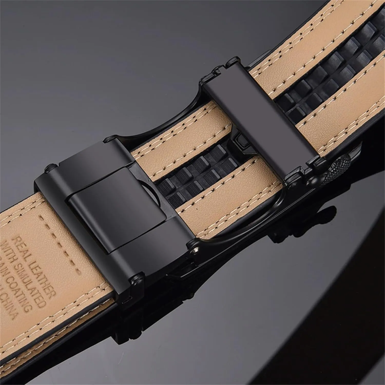 Economicalk Ratcheting Belt, Economical Ratchet Belt, Economicalk Belt, Economically Belt, Leather Belt For Men Adjustable Ratchet Belt With Automatic Buckle For Dress Pants Trim To Fit-Style B||45in