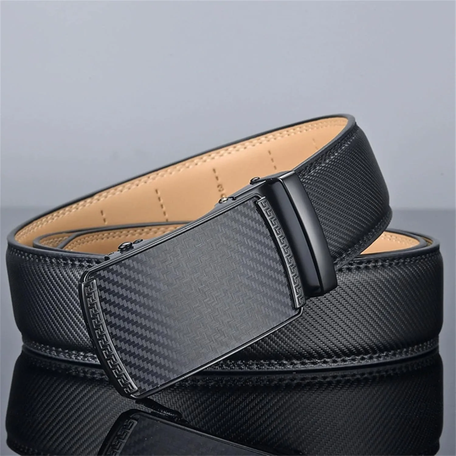 Economicalk Ratcheting Belt, Economical Ratchet Belt, Economicalk Belt, Economically Belt, Leather Belt For Men Adjustable Ratchet Belt With Automatic Buckle For Dress Pants Trim To Fit-Style B||45in