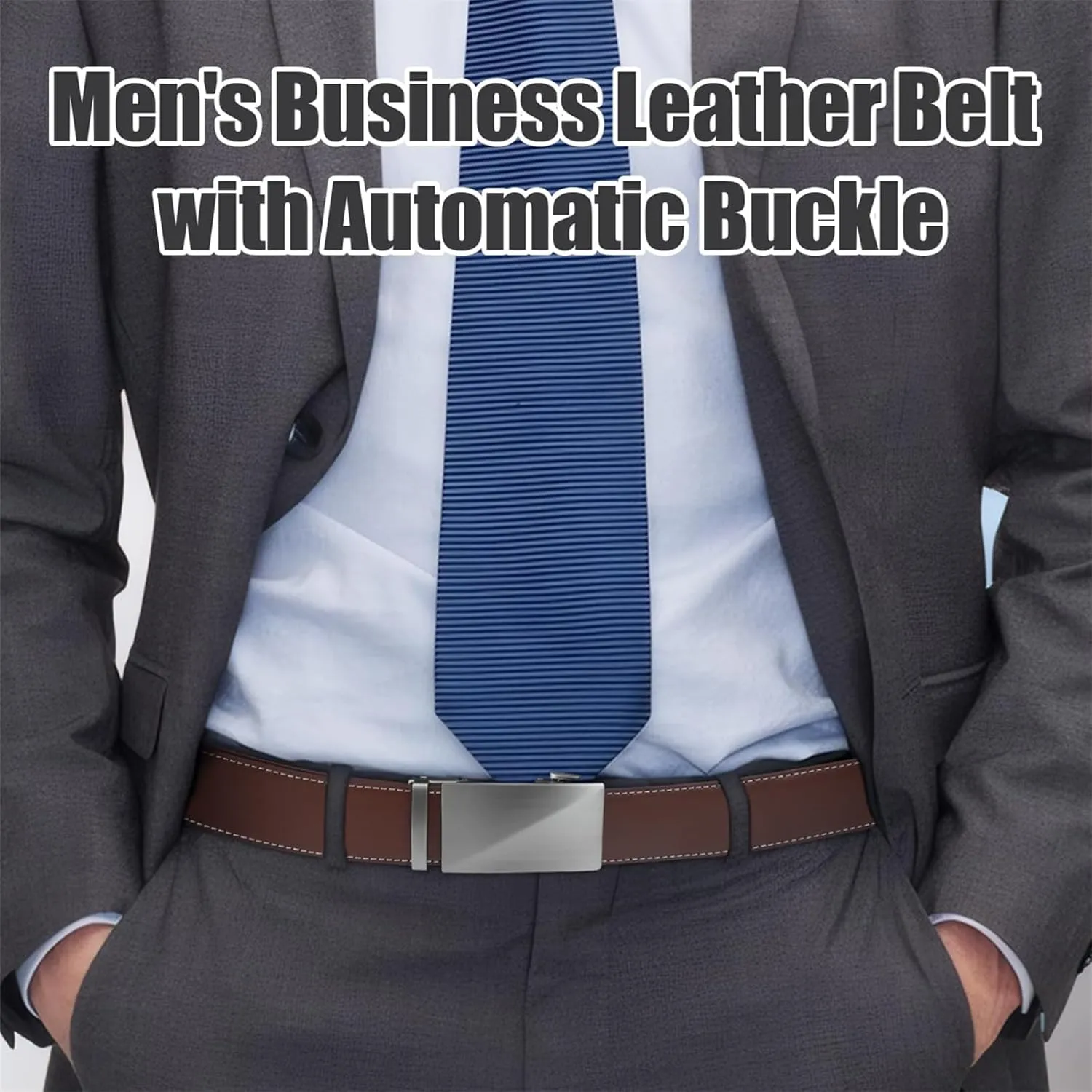 Economicalk Ratcheting Belt, Economical Ratchet Belt, Economicalk Belt, Economically Belt, Leather Belt For Men Adjustable Ratchet Belt With Automatic Buckle For Dress Pants Trim To Fit-Style B||45in