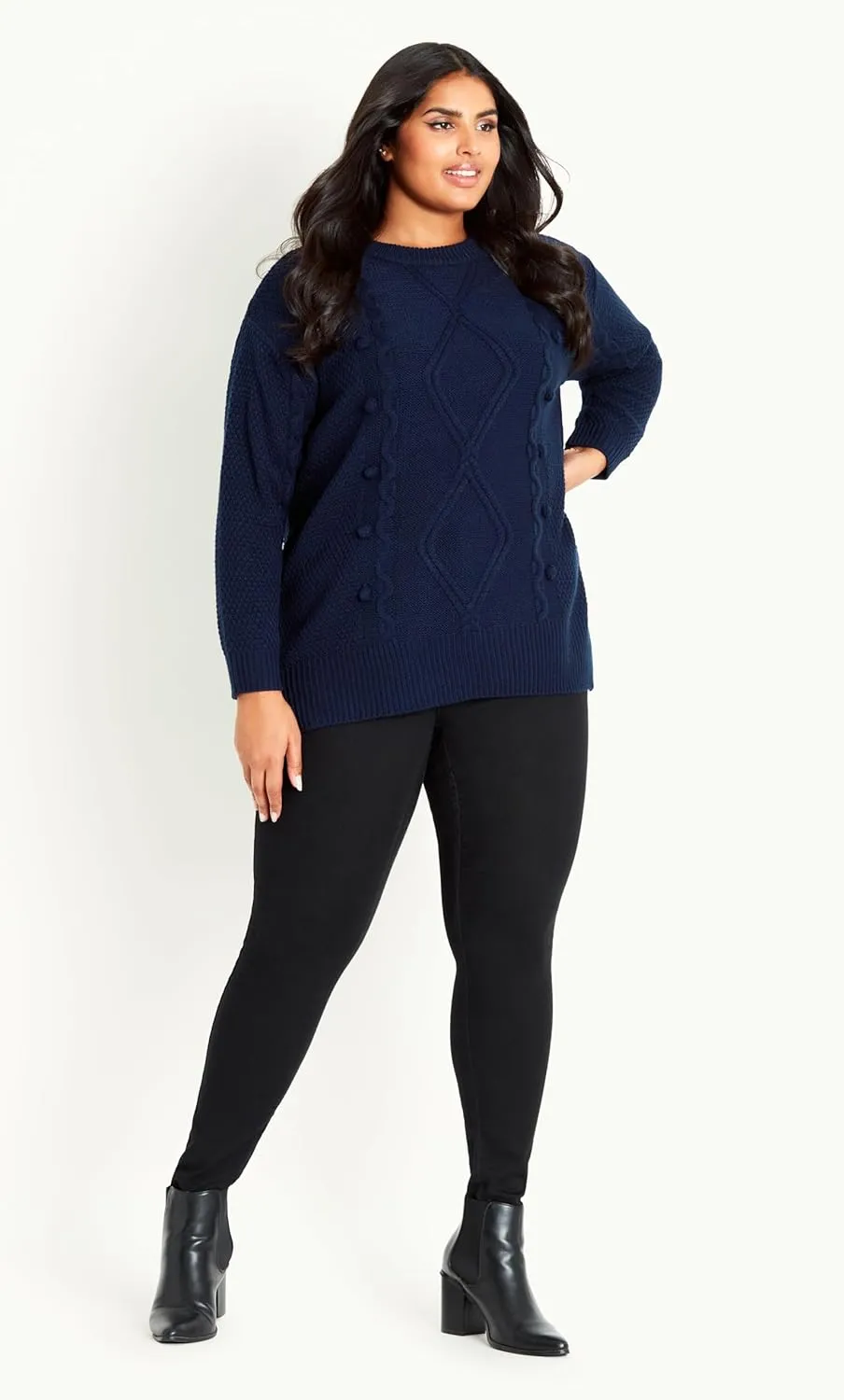 EVANS Women's Plus Size Serendipity Cable Knit Sweater