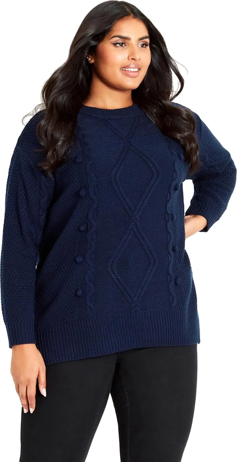 EVANS Women's Plus Size Serendipity Cable Knit Sweater