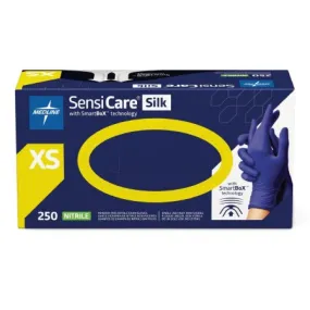 Exam Glove SensiCare® Silk X-Small NonSterile Nitrile Textured Fingertips Dark Blue Chemo Tested - Medline  Mfr# MDSXB7583