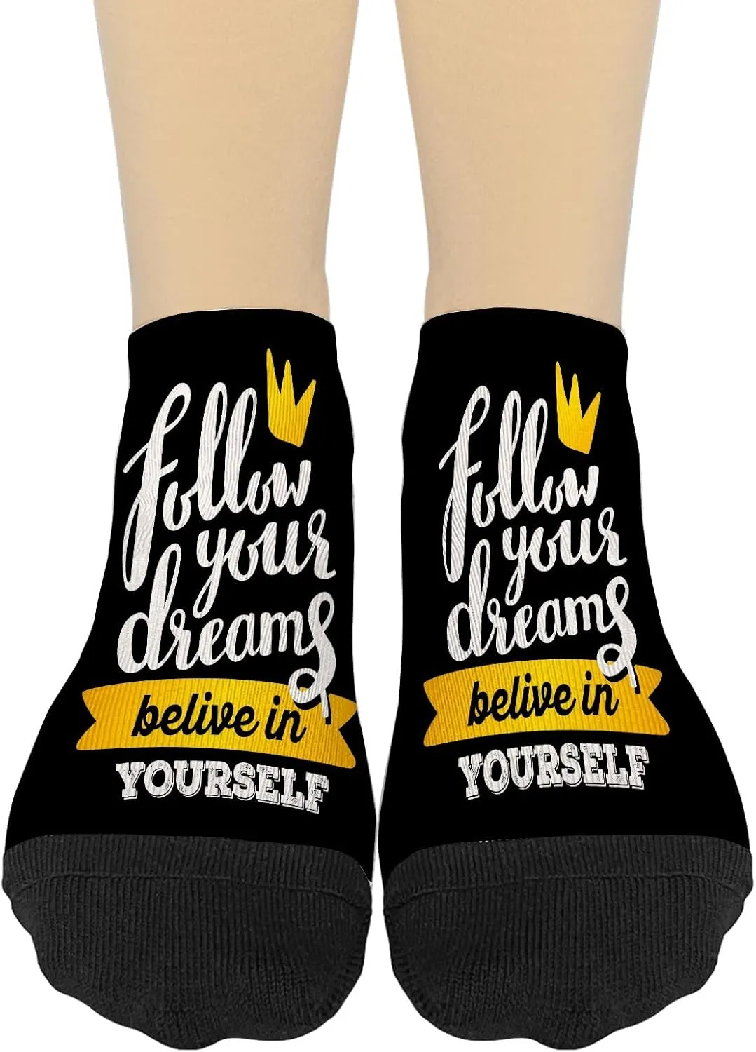 Followw Your Dreams Short Socks For Women Veterans Day Athletic Women's Sock No Show Athletic Socks Humor Sock, White