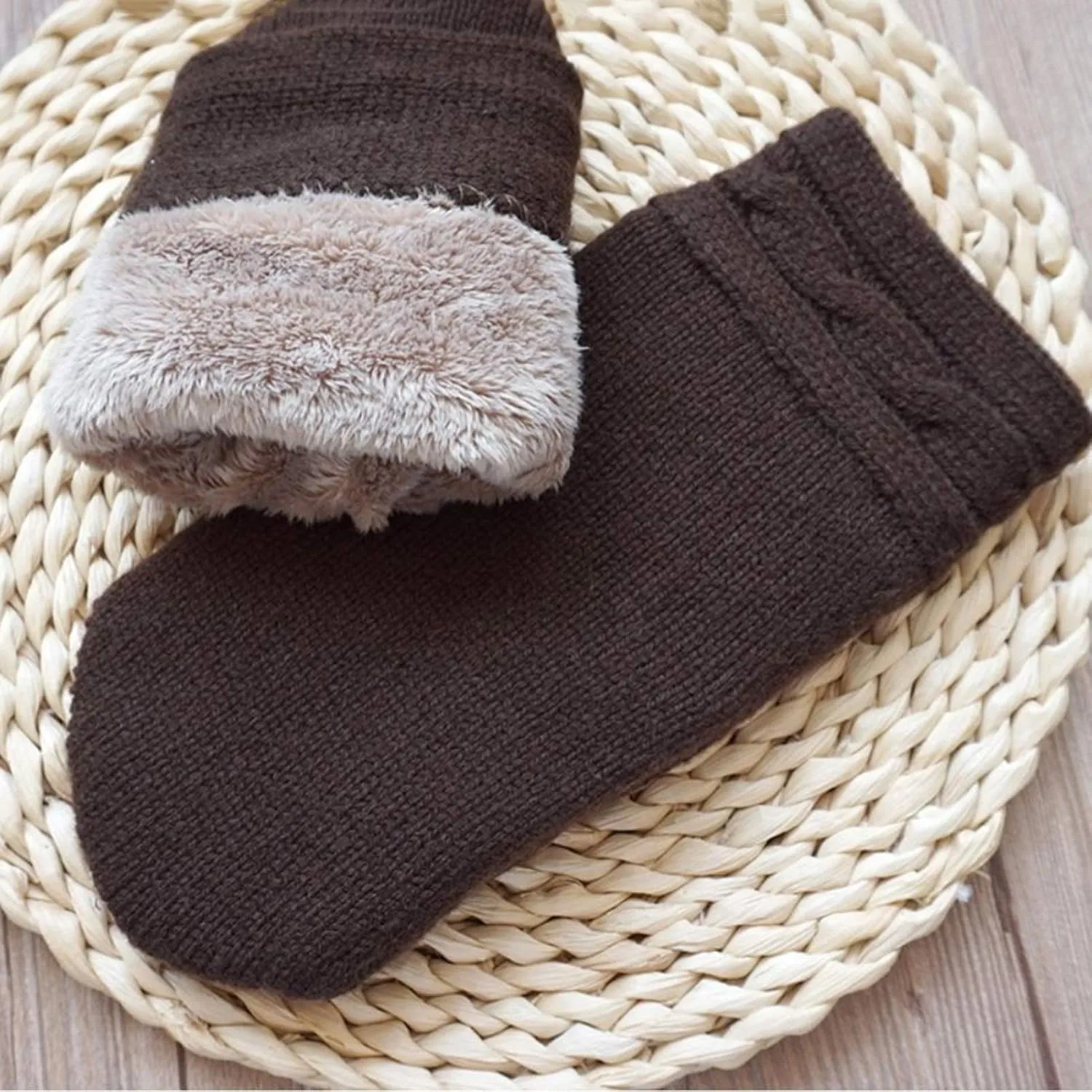 Gloves Mens Touchscreen Gloves,Winter Warm Anti-Slip Knit Gloves with Soft Lining,Driving Gloves Cycling Gloves Running Gloves (Color : Brown)