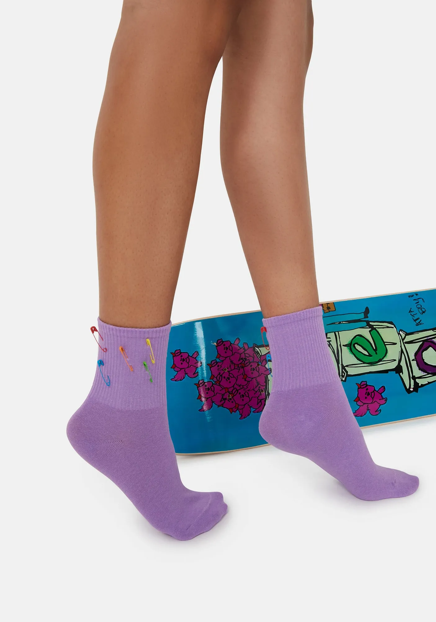 Grape Risky Business Safety Pin Socks