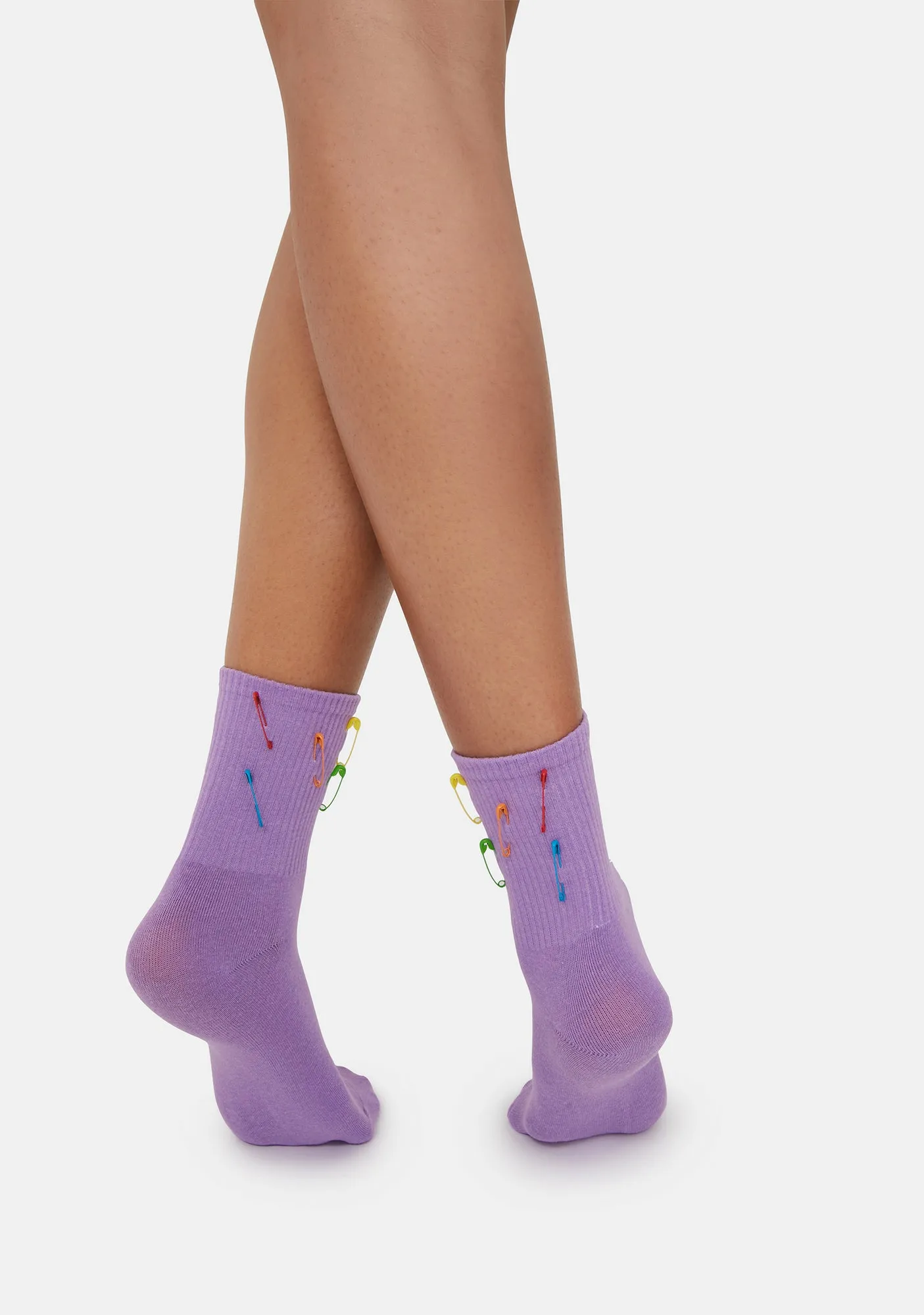 Grape Risky Business Safety Pin Socks