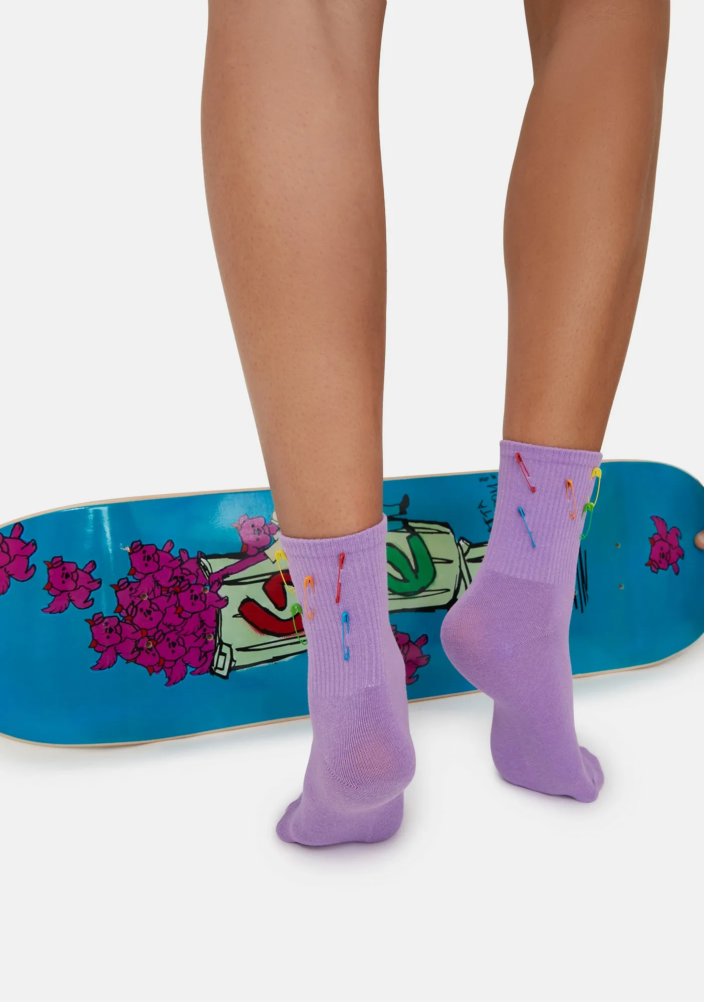Grape Risky Business Safety Pin Socks