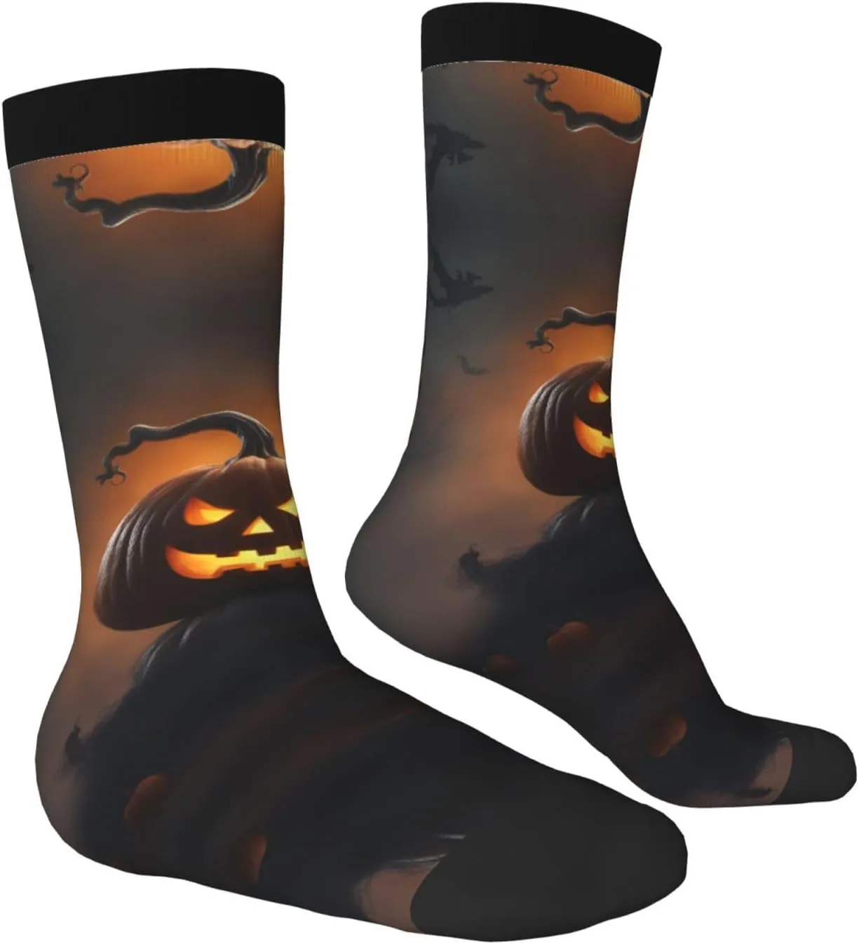 Halloween Ghost Pumpkin 1 Print Fun Contrast Socks,Novel Crazy Cool Socks,Pattern Funky Novelty Socks,Unisex Bulk Socks