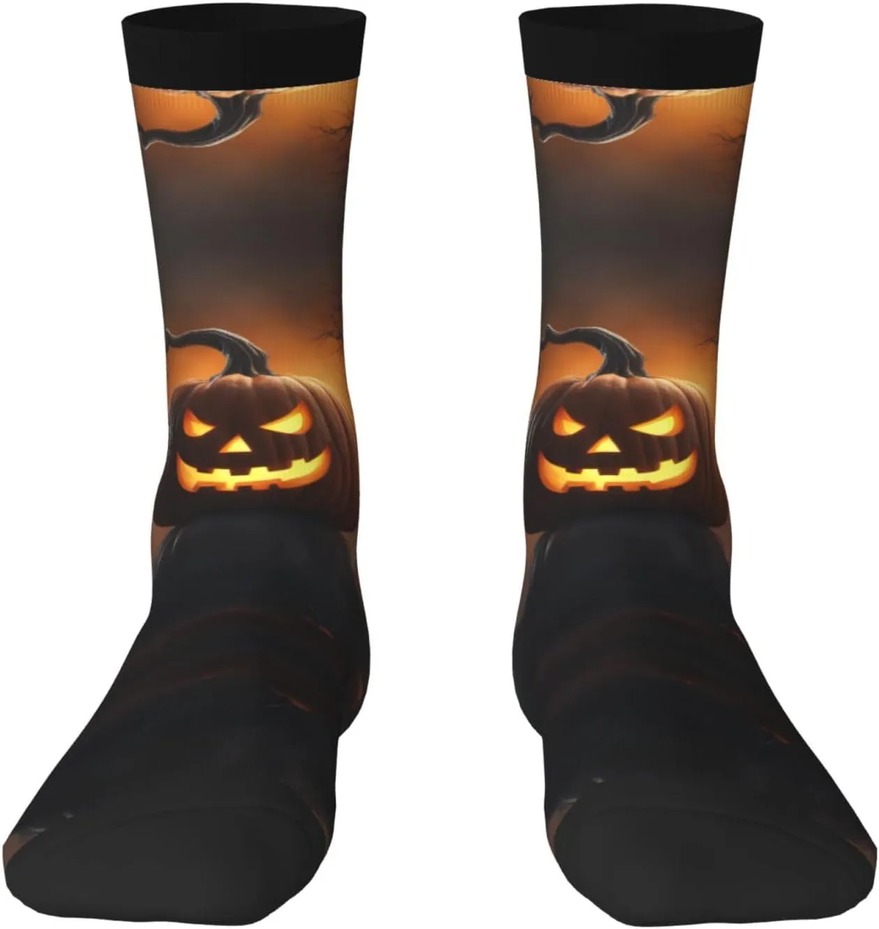 Halloween Ghost Pumpkin 1 Print Fun Contrast Socks,Novel Crazy Cool Socks,Pattern Funky Novelty Socks,Unisex Bulk Socks