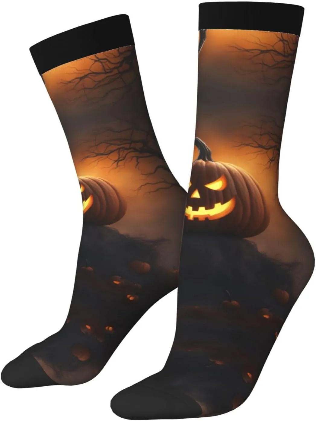 Halloween Ghost Pumpkin 1 Print Fun Contrast Socks,Novel Crazy Cool Socks,Pattern Funky Novelty Socks,Unisex Bulk Socks